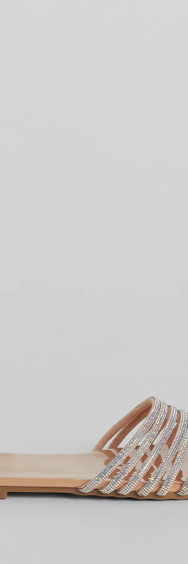 Glam Life Rhinestone Strappy Faux Leather Sandals