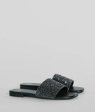 Slip Into Glam Rhinestone Strap Faux Leather Sandals