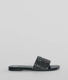 Slip Into Glam Rhinestone Strap Faux Leather Sandals