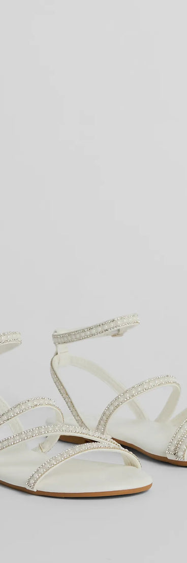 Stunning Artistry Crystal Faux Pearl Strappy Sandals