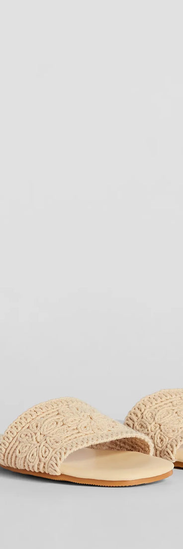 Fun Vibes Floral Straw Flat Sandals