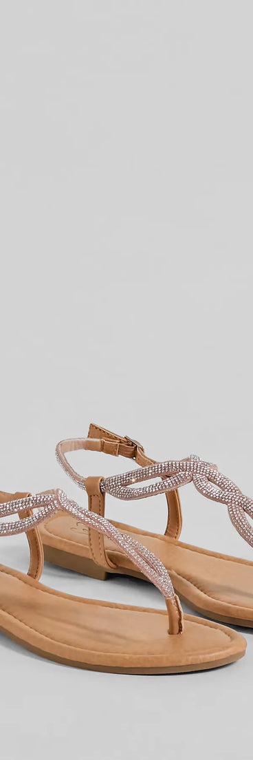 Casual Glam Rhinestone Twisted Thong Strap Sandals