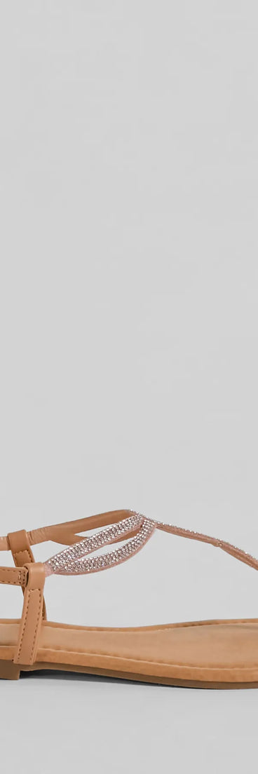 Casual Glam Rhinestone Twisted Thong Strap Sandals