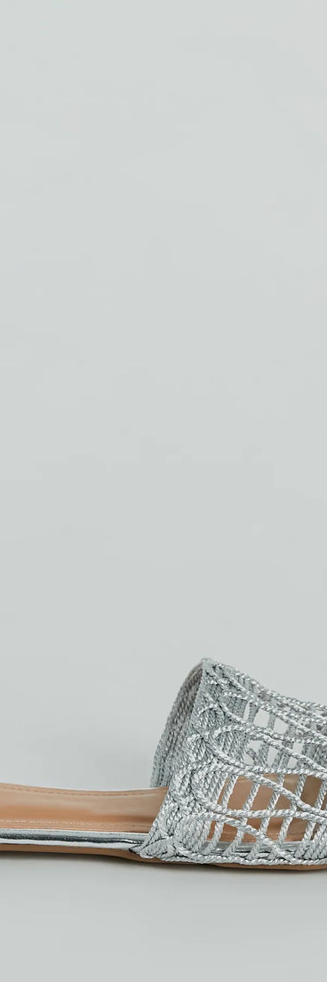 Glam Sheen Metallic Woven Faux Leather Sandals