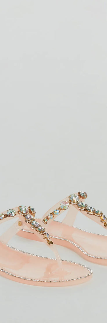 Glam Up Gemstone Strap Jelly Sandals