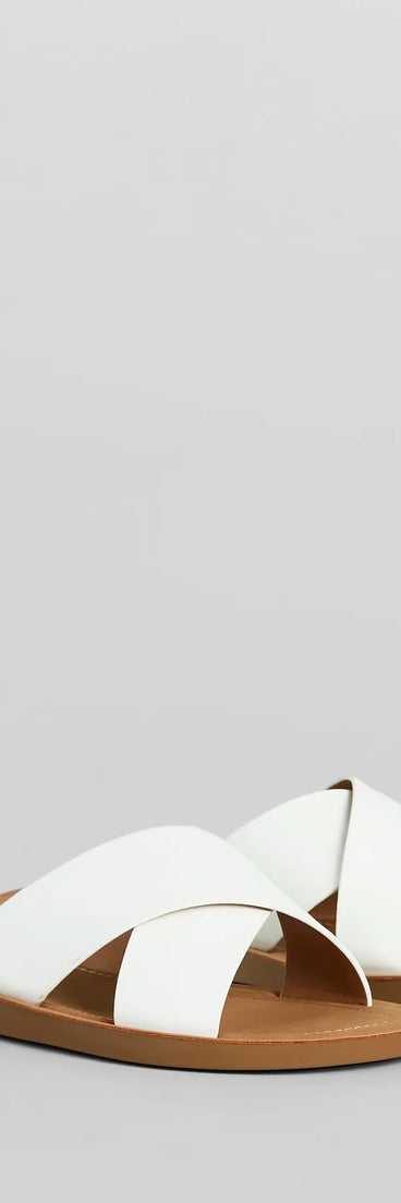 Feeling Good Criss Cross Faux Leather Flat Sandals