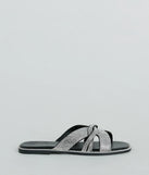 So Glitzy Rhinestone Strappy Faux Leather Sandals