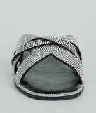 So Glitzy Rhinestone Strappy Faux Leather Sandals