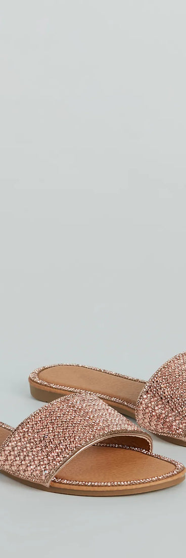 Casual Glitz Rhinestone Strap Faux Leather Sandals