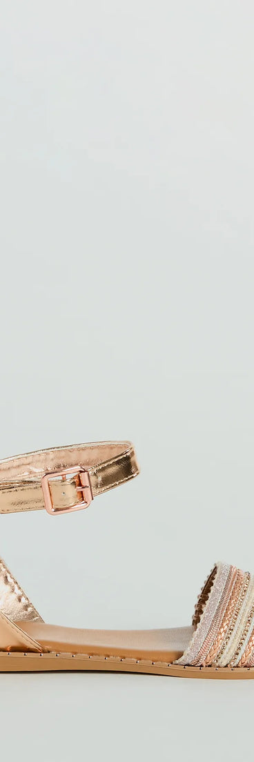 Sun-Soaked Adventure Woven Metallic Flat Sandals