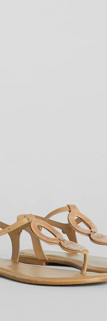 Beachy-Chic Shell Thong Strap Sandals