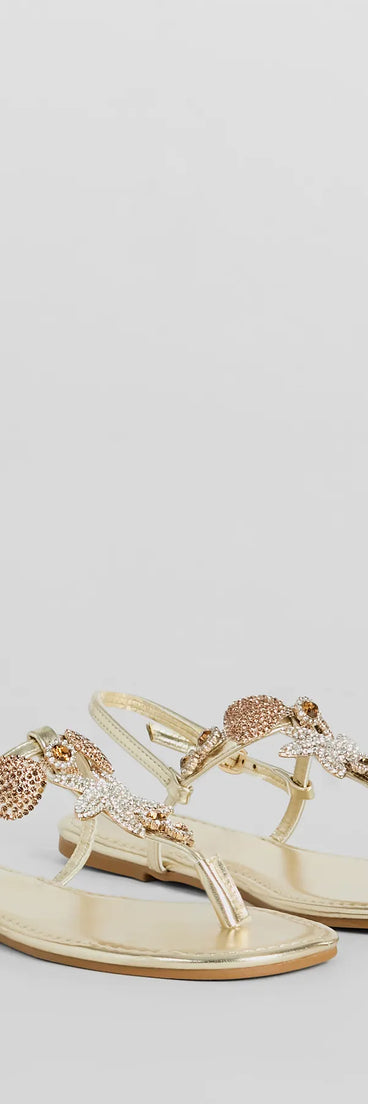 Sea Me Now Rhinestone Starfish Flat Sandals