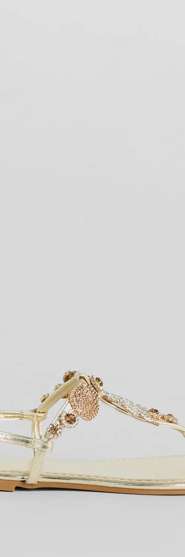 Sea Me Now Rhinestone Starfish Flat Sandals