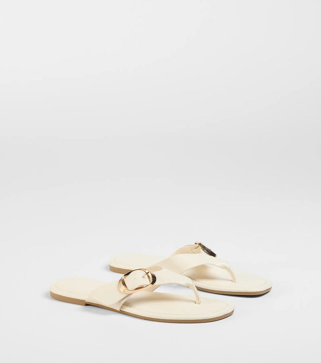 Statement Gleam Buckle Thong Sandals