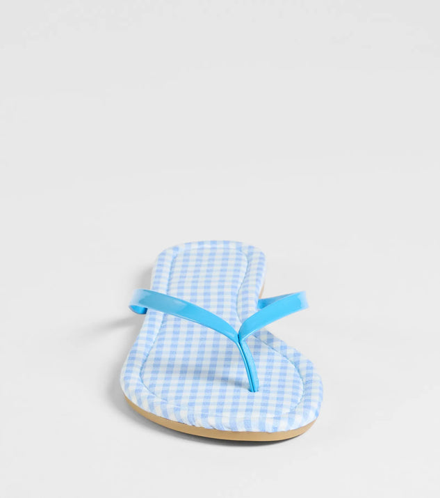Cutie Vibe Gingham Print Thong Strap Sandals
