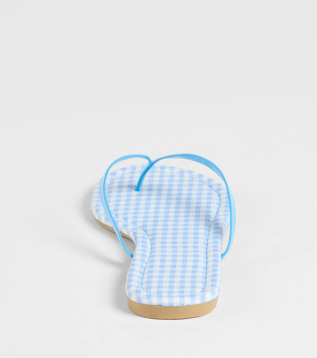 Cutie Vibe Gingham Print Thong Strap Sandals
