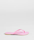 Stay on-trend this season with the Cutie Vibe Gingham Print Thong Strap Sandals in pink, a must-have for creating stylish and effortless spring outfits for women.