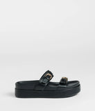 On A New Level Buckle Strappy Platform Sandals
