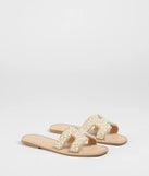 Simple Poise Faux Pearl Rhinestone Flat Sandals