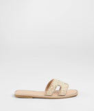 Simple Poise Faux Pearl Rhinestone Flat Sandals