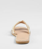 Simple Poise Faux Pearl Rhinestone Flat Sandals