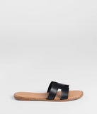 Stay on-trend this season with the Simply Chic Cutout Strap Flat Sandals in black, a must-have for creating stylish and effortless spring outfits for women.