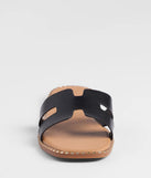 Stay on-trend this season with the Simply Chic Cutout Strap Flat Sandals in black, a must-have for creating stylish and effortless spring outfits for women.