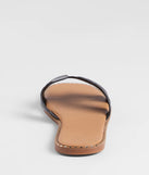Stay on-trend this season with the Simply Chic Cutout Strap Flat Sandals in black, a must-have for creating stylish and effortless spring outfits for women.