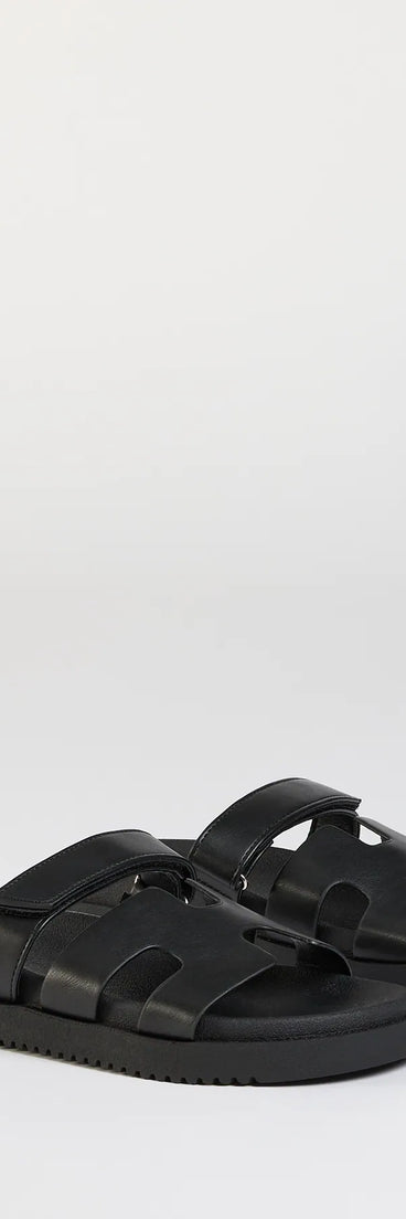 Get inspired with the Sunny Vibe Cutout Strappy Slide Sandals, a feed-worthy black piece that’s part of Windsor's updated and curated women’s clothing edit packed with must-have fall outfit ideas.