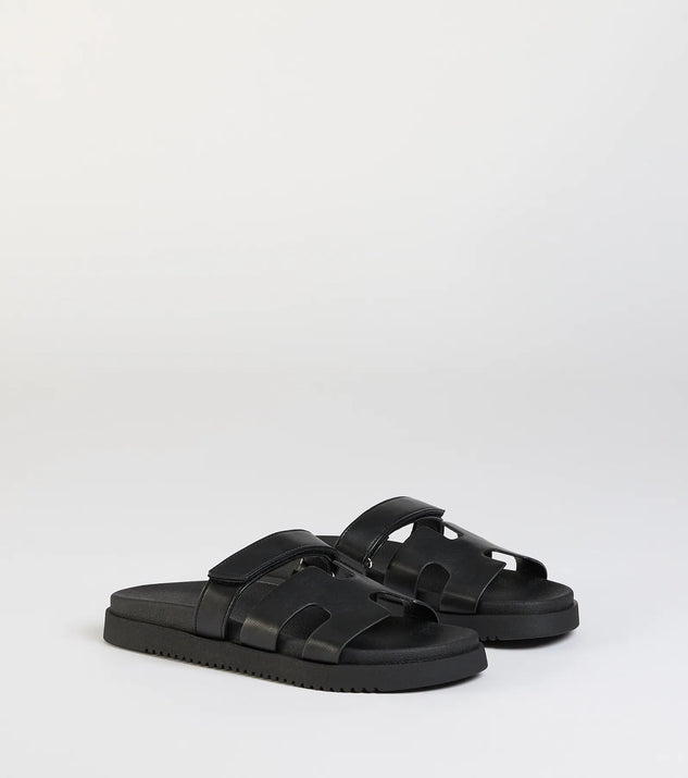 Sunny Vibe Cutout Strappy Slide Sandals