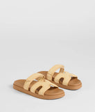 Stay on-trend this season with the Eye-Catching Cutout Strappy Slide Sandals in natural, a must-have for creating stylish and effortless spring outfits for women.