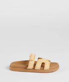 Stay on-trend this season with the Eye-Catching Cutout Strappy Slide Sandals in natural, a must-have for creating stylish and effortless spring outfits for women.
