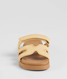 Stay on-trend this season with the Eye-Catching Cutout Strappy Slide Sandals in natural, a must-have for creating stylish and effortless spring outfits for women.