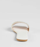 Stay on-trend this season with the Ever So Chic Rhinestone Pearl Sandals in white, a must-have for creating stylish and effortless spring outfits for women.
