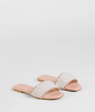 Stay on-trend this season with the Ever So Chic Rhinestone Pearl Sandals in nude, a must-have for creating stylish and effortless spring outfits for women.