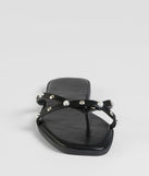 Stay on-trend this season with the Stylishly Glam Strappy Rhinestone Pearl Sandals in black, a must-have for creating stylish and effortless spring outfits for women.