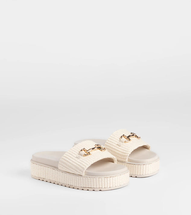 Stay on-trend this season with the Slide Into Spring Platform Straw Sandals in ivory, a must-have for creating stylish and effortless spring outfits for women.