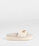 Stay on-trend this season with the Slide Into Spring Platform Straw Sandals in ivory, a must-have for creating stylish and effortless spring outfits for women.