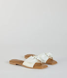 Elevate warm-weather looks with Such A Delight Bow Flat Sandals in white, a pair of trendy sandals bringing chic, modern flair to every step.