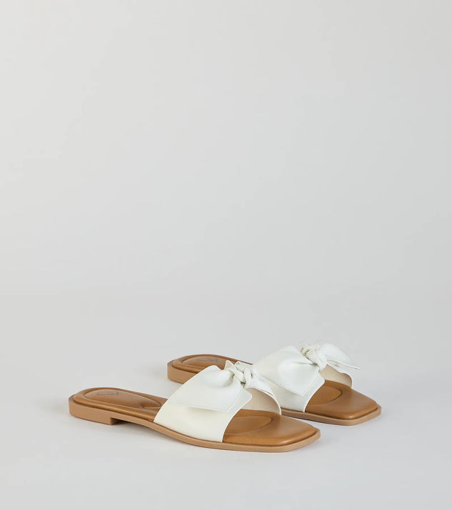 Elevate warm-weather looks with Such A Delight Bow Flat Sandals in white, a pair of trendy sandals bringing chic, modern flair to every step.