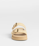Under The Sun Straw Buckle Slide Sandals