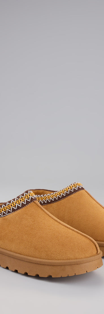 This tan piece brings trend-right energy to the Cozy Status Faux Suede Platform Slippers, perfect for fall outfits that stand out.