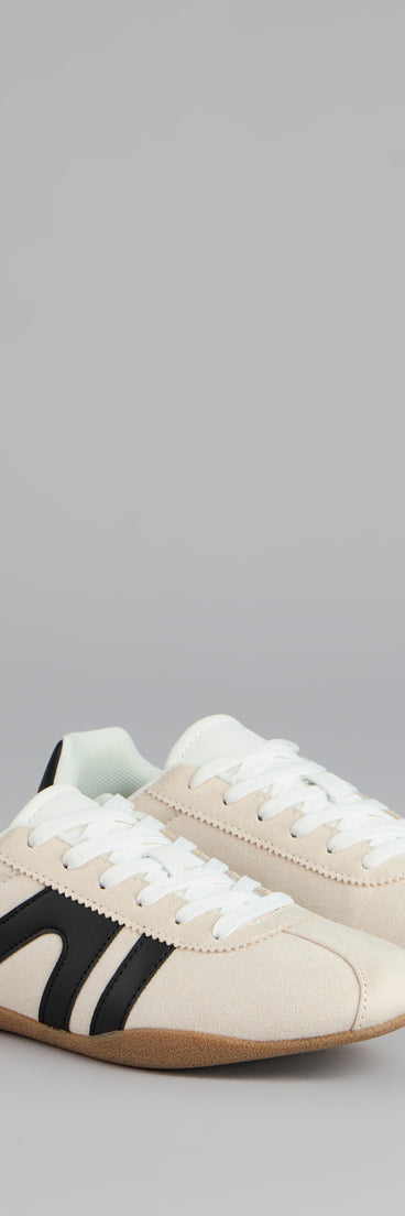 This piece brings trend-right energy to the Game Time Striped Sneakers, perfect for fall outfits that stand out.