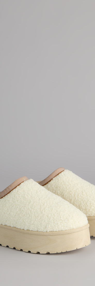 Cloud Club Faux Sherpa Platform Slippers