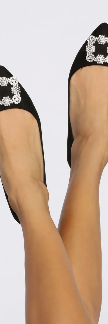 Elegant Looks Rhinestone Buckle Flats