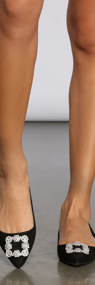 Elegant Looks Rhinestone Buckle Flats