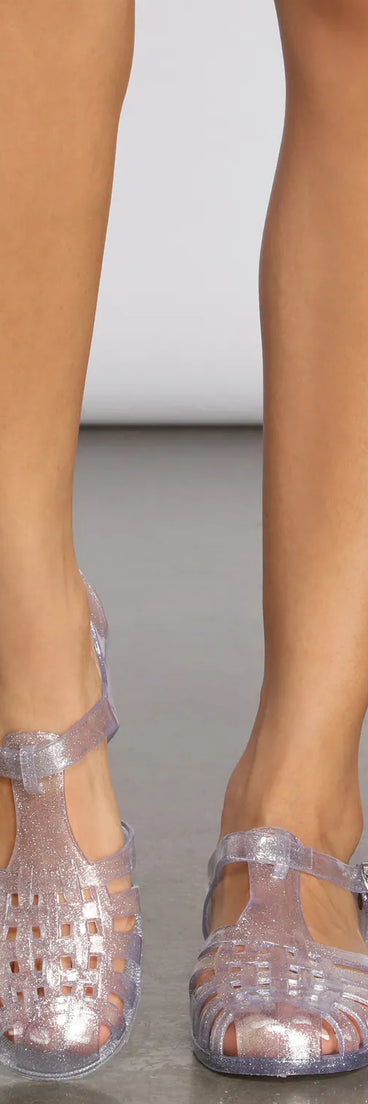 Thowin' it Back Glitter Jelly Flats