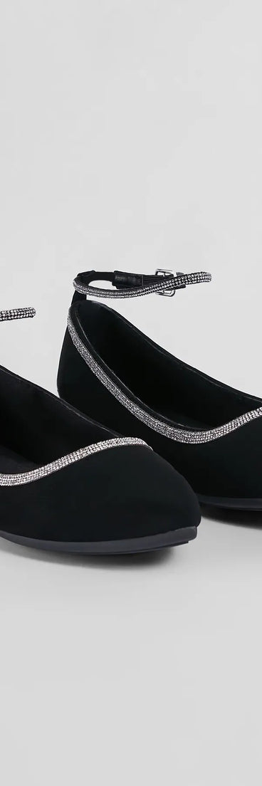 Poised Glamour Rhinestone Trim Ballet Flats