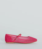 The Gleaming Rhinestone Sheer Mesh Ballet Flats are women's pink shoes for work, featuring a sleek silhouette and cushioned sole for all-day comfort, and are a trendy choice for professional or business casual outfits.