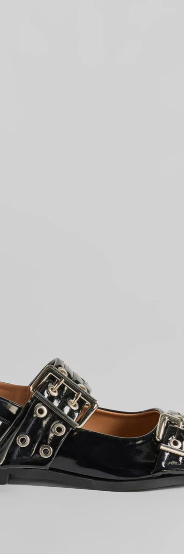 The Trendy Look Pointed Toe Buckle Slingback Flats are women's black shoes for work, featuring a sleek silhouette and cushioned sole for all-day comfort, and are a trendy choice for professional or business casual outfits.